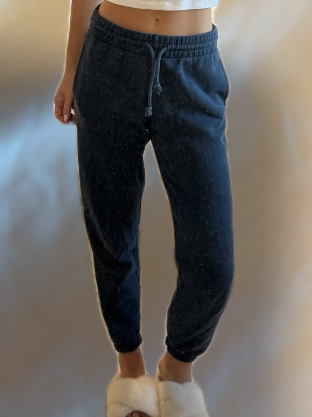 Women's Aritzia Navy Sweatpants Joggers - TNA COZYAF Fleece